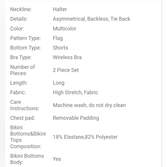 American Flag Halter Swim Tankini with Shorts Swimsuit size 12 / XL - Picture 2 of 8